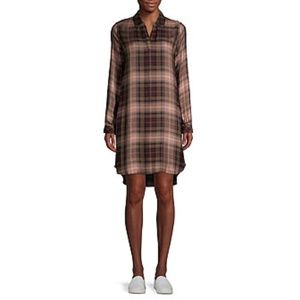 beachlunchlounge Plaid High-Low Shirtdress